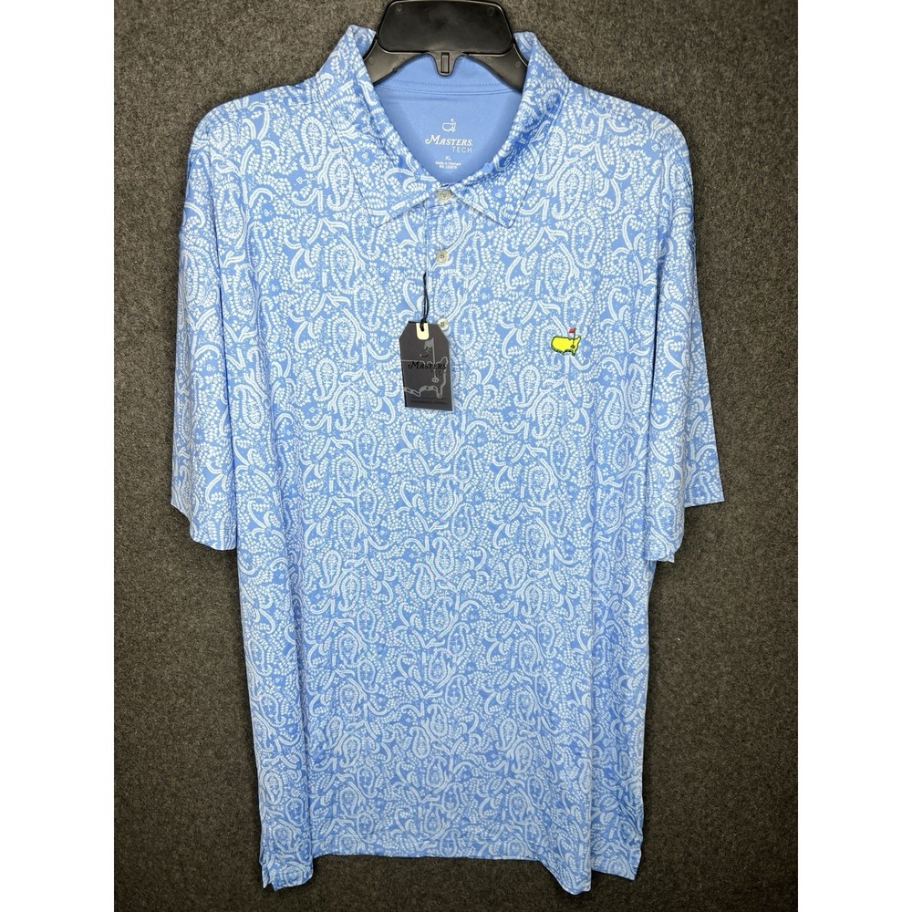 2024 MASTERS TECH Men's Performance Golf Polo Shirt Blue Paisley Shirt XL NWT